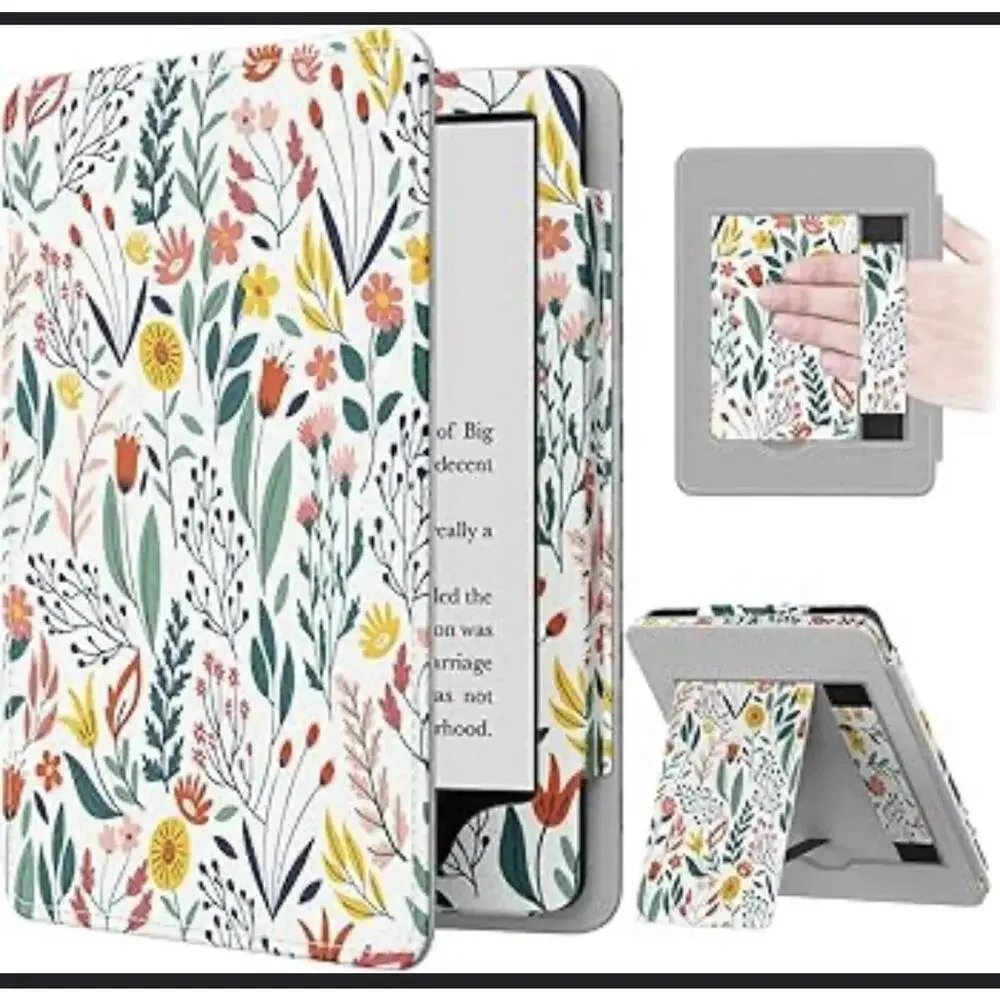 Kindle Paperwhite Case 6.8 by MOKO For 11th Generation, White Multicolor Flowers
